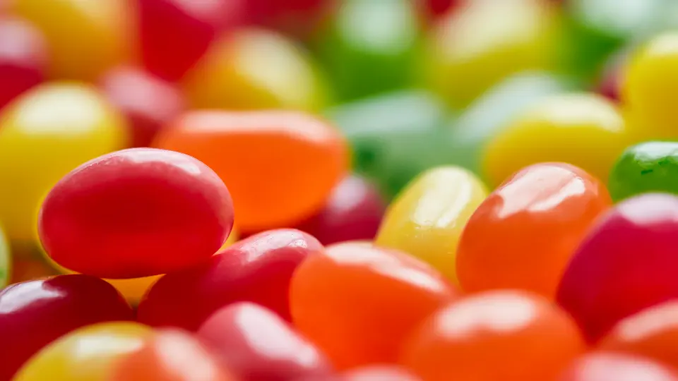 Glänzende Jelly Beans ganz aus der Nähe